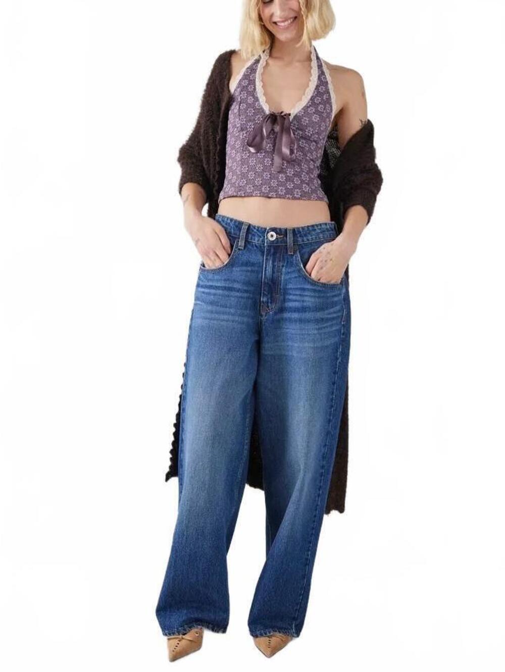 UO BDG Jaya Baggy Low-Rise Boyfriend Jeans Urban Outfitters NWT Mid Indigo 34